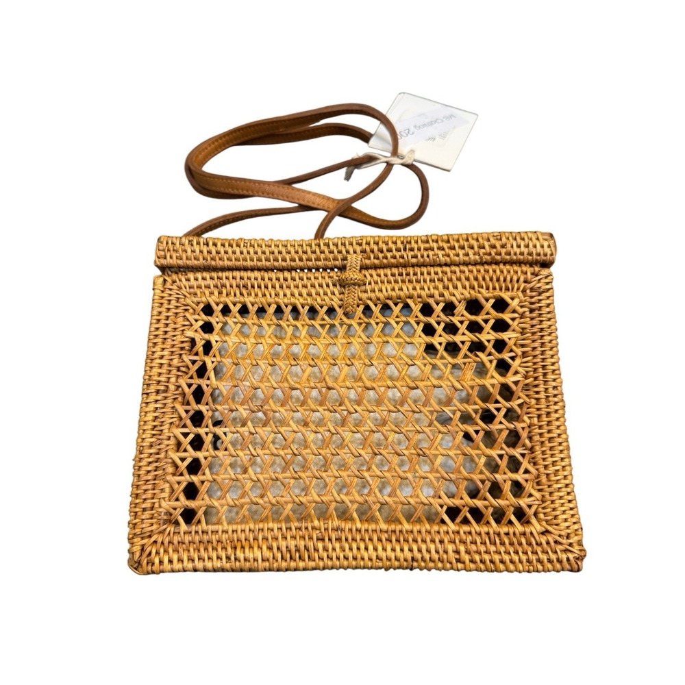 Bembien Medium Brown Rattan Crossbody Bag‎ NWT